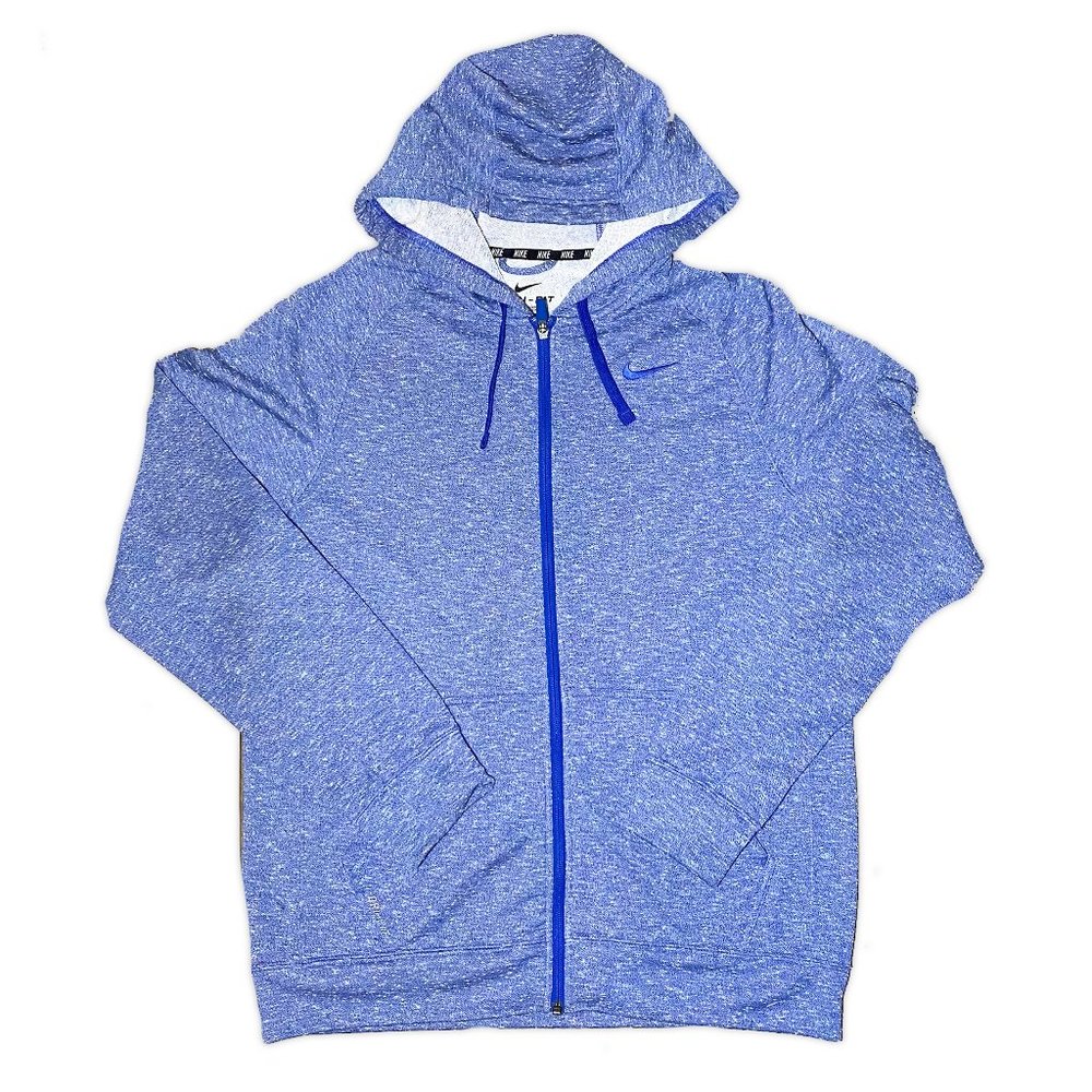 Vintage Nike - Heather Blue Full Zip Hoodie Sweatshirt